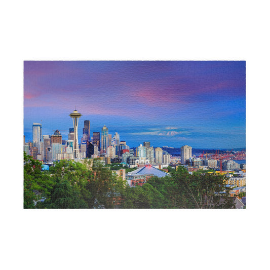 SEATTLE SKYLINE and Mount RAINIER Puzzle- 110 252 520 1014 piece options