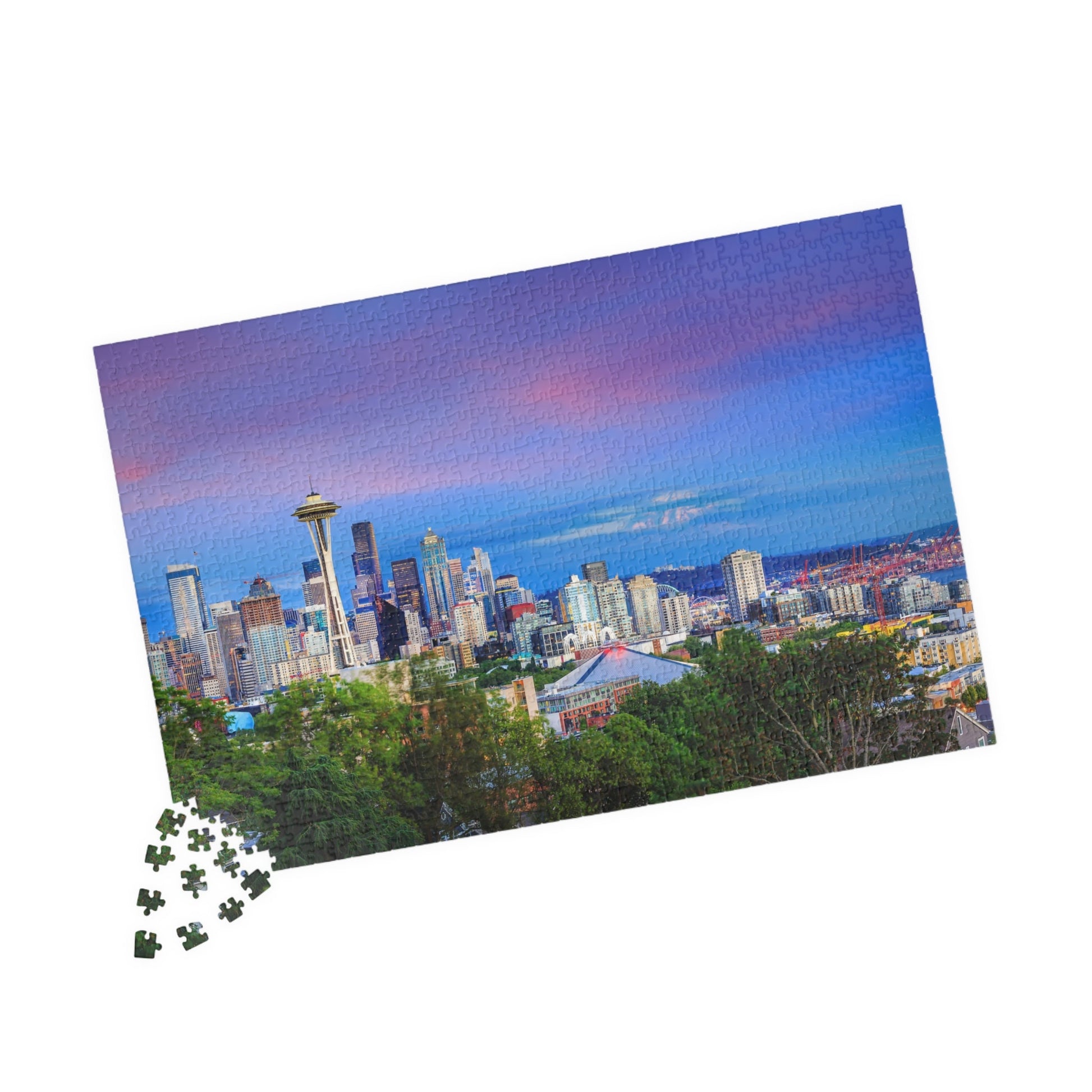 SEATTLE SKYLINE and Mount RAINIER Puzzle- 110 252 520 1014 piece options