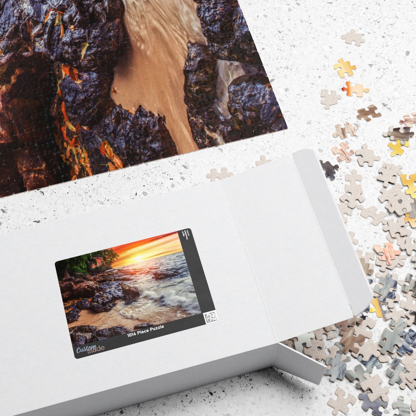 ROCKY SHORELINE at SUNSET Jigsaw Puzzle- 110 252 520 1014 piece options