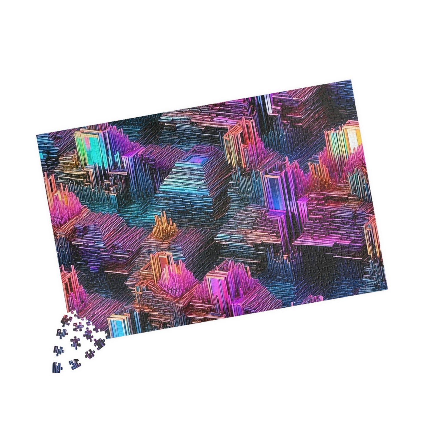 Iridescent Geometries- Bismuth Crystals 13 Jigsaw Puzzle Series- 110 252 520 1014 piece options