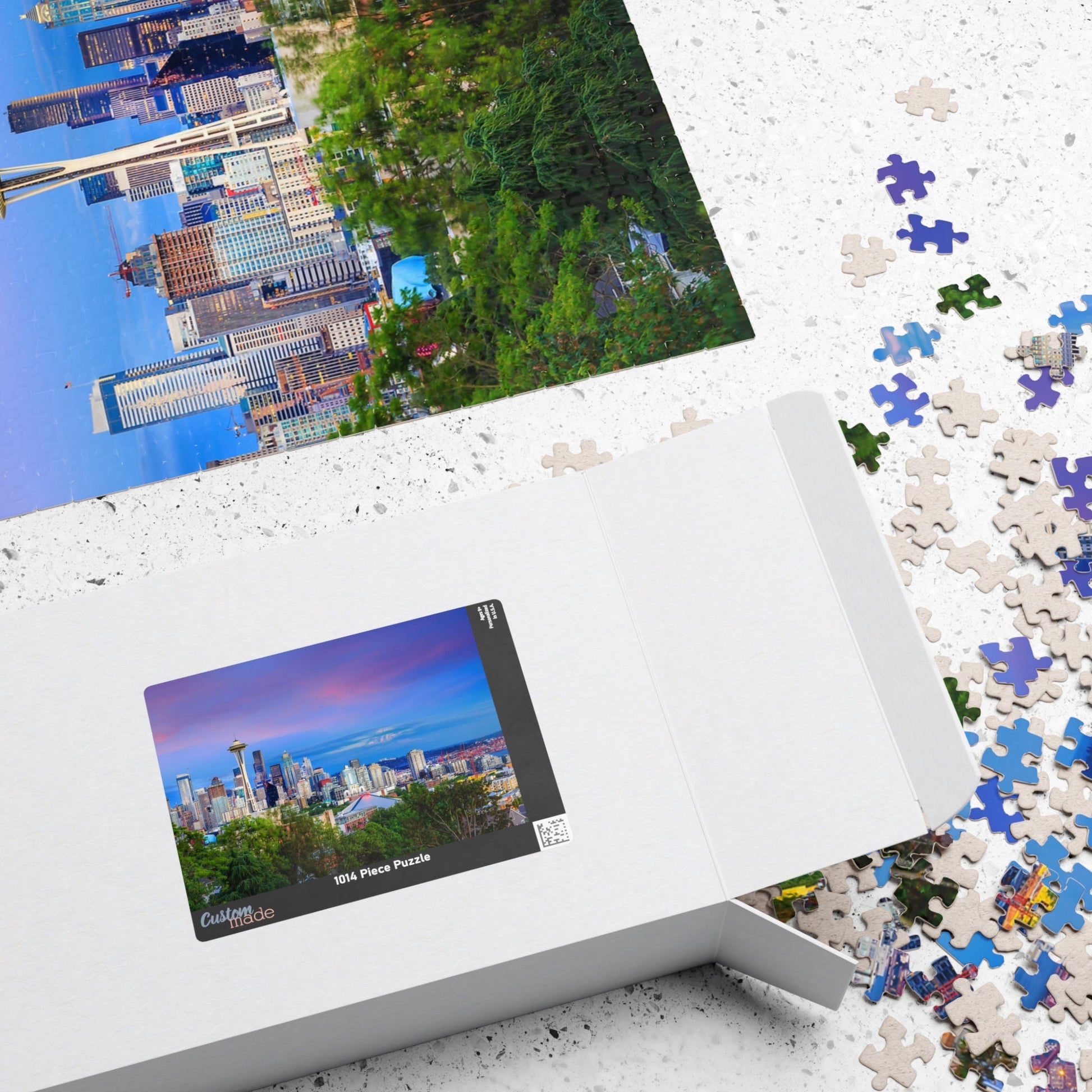 SEATTLE SKYLINE and Mount RAINIER Puzzle- 110 252 520 1014 piece options