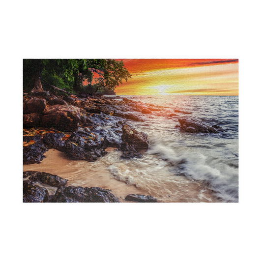 ROCKY SHORELINE at SUNSET Jigsaw Puzzle- 110 252 520 1014 piece options