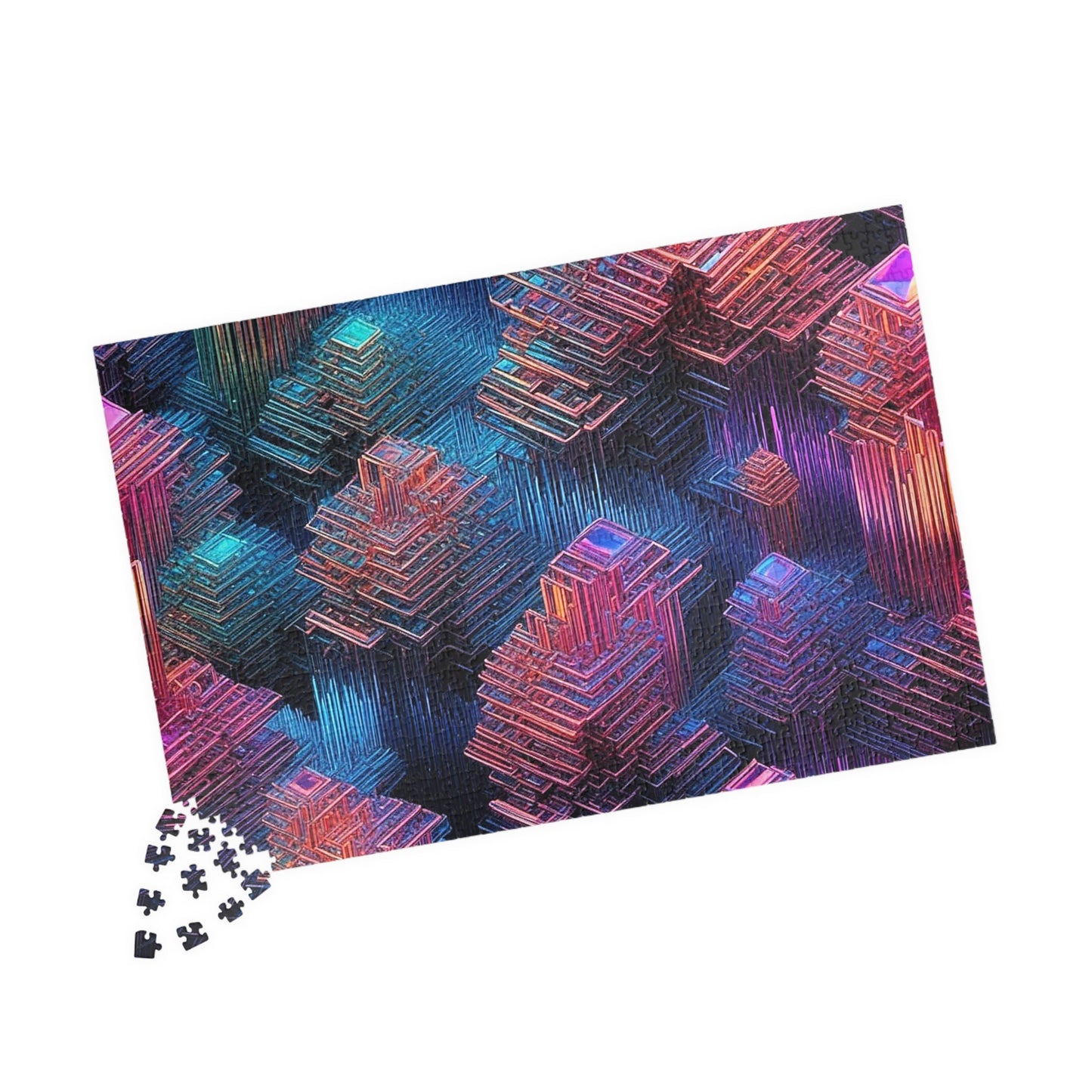 Iridescent Geometries- Bismuth Crystals 17 Jigsaw Puzzle Series- 110 252 520 1014 piece options