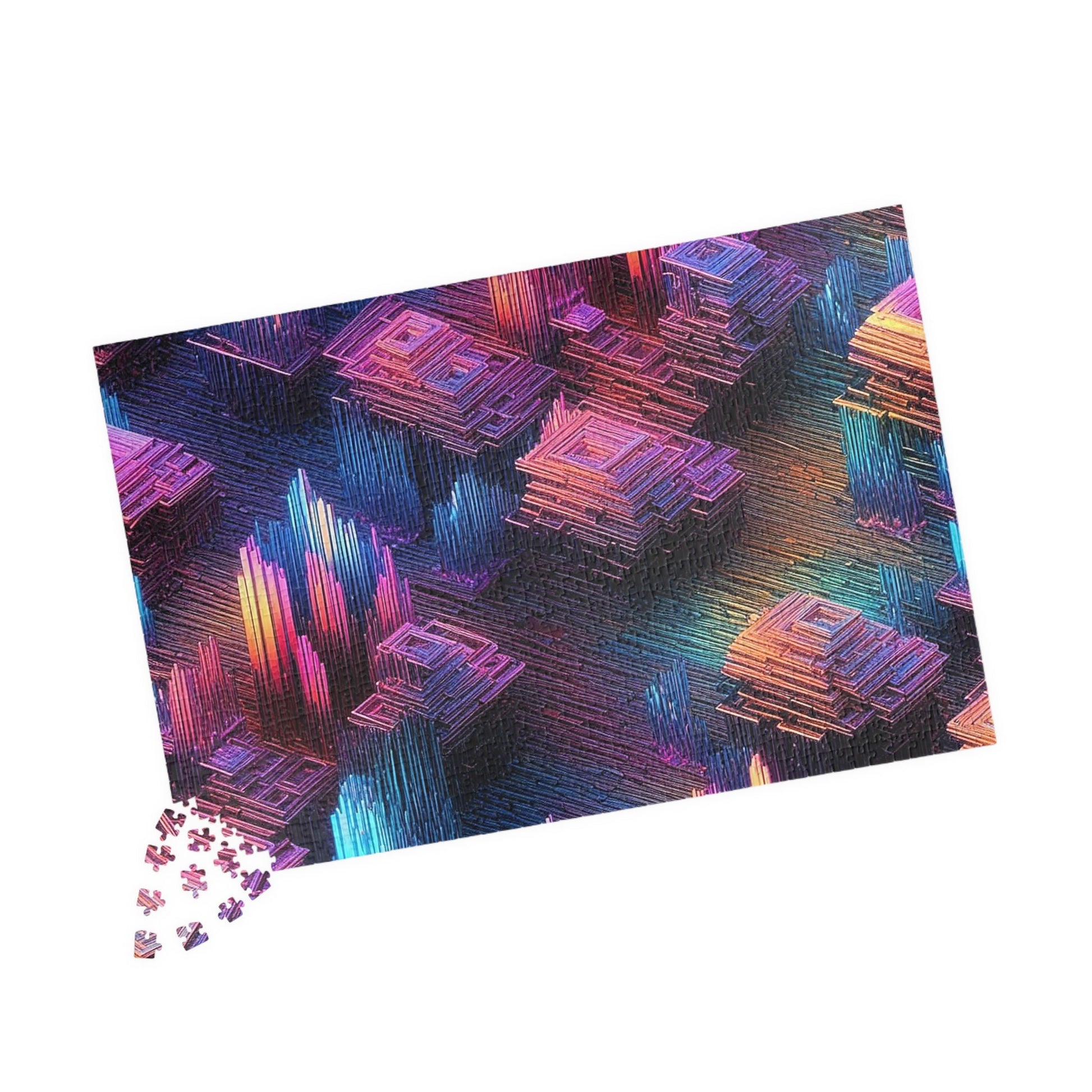 Iridescent Geometries- Bismuth Crystals 5 Jigsaw Puzzle Series- 110 252 520 1014 piece options