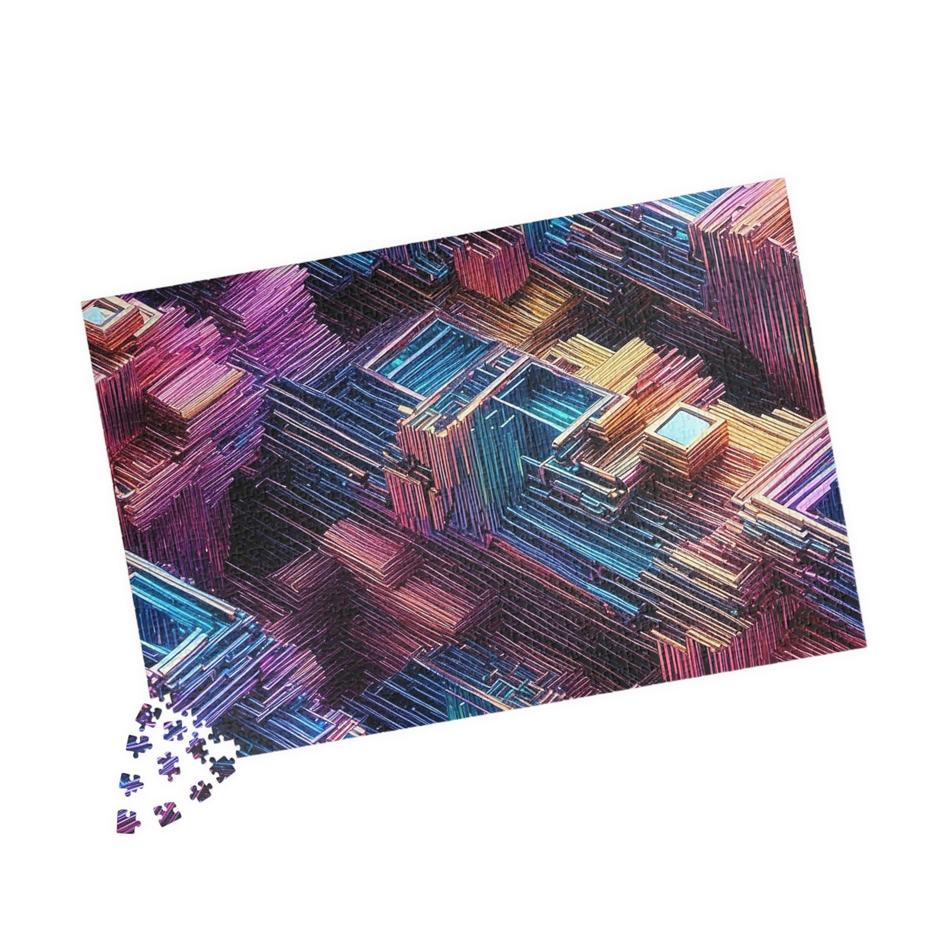 Iridescent Geometries- Bismuth Crystals 20 Jigsaw Puzzle Series- 110 252 520 1014 piece options