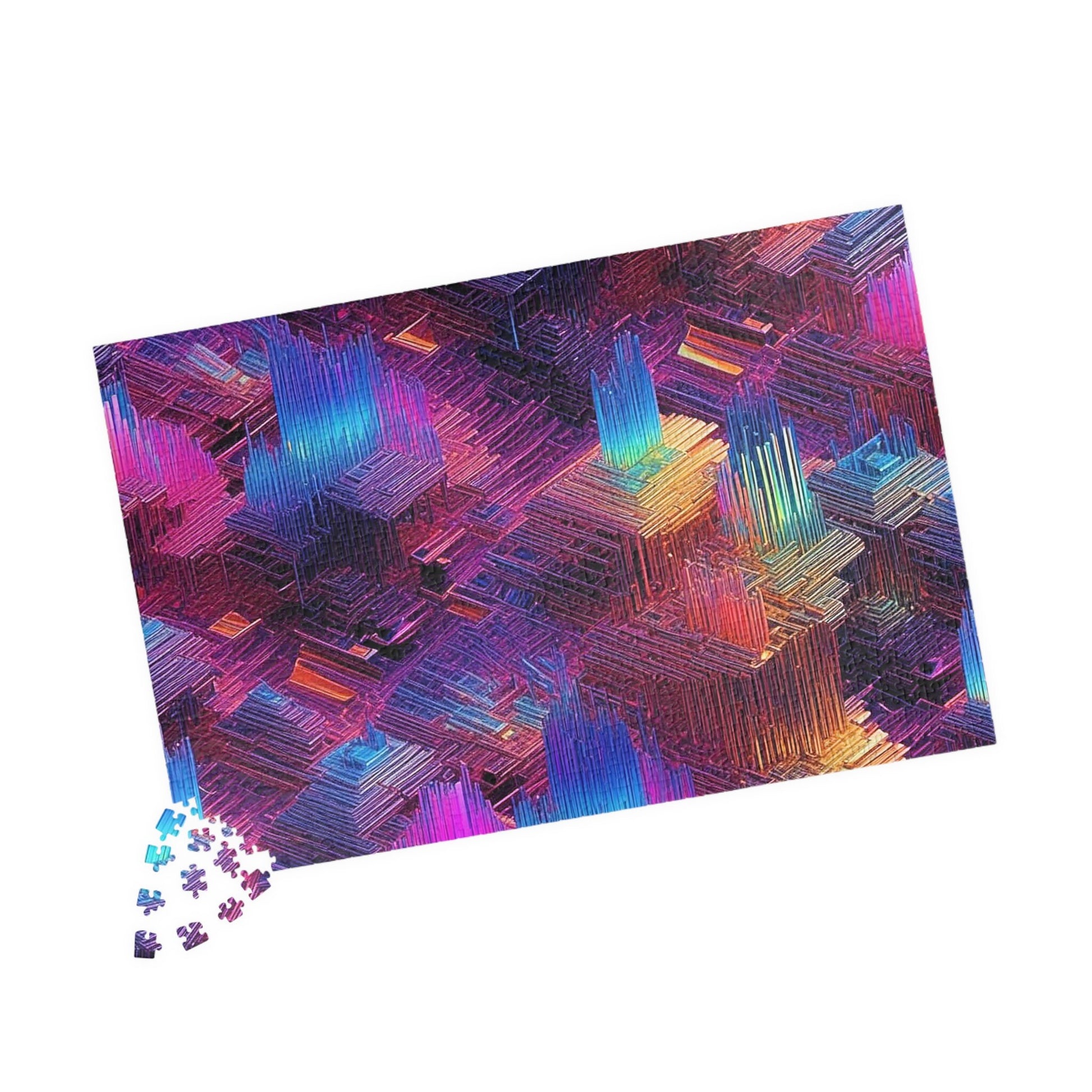 Iridescent Geometries- Bismuth Crystals 3 Jigsaw Puzzle Series- 110 252 520 1014 piece options