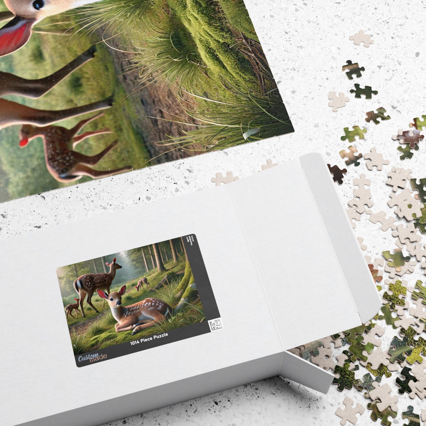 NATURE'S LITTLEST WONDERS Baby Deer Resting in a Forest Glade Jigsaw Puzzle- 110 252 520 1014 piece options
