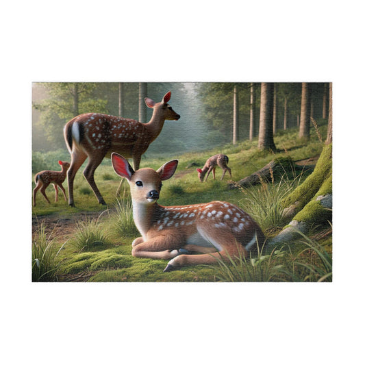 NATURE'S LITTLEST WONDERS Baby Deer Resting in a Forest Glade Jigsaw Puzzle- 110 252 520 1014 piece options